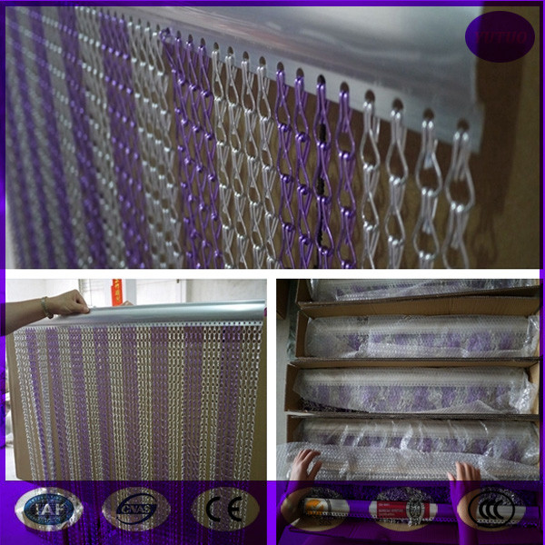 Purple & silver Fashionable Decorative Aluminium Double Hooks Chain Fly Screen Curtain
